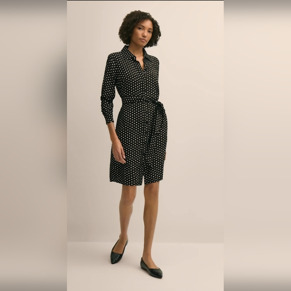 Brooks Brothers Polka Dot Belted Shirt Dress NWT